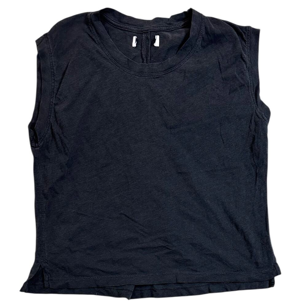 Rowan Women's Savannah Slub Cotton Muscle Tank Top Shirt in Faded Black